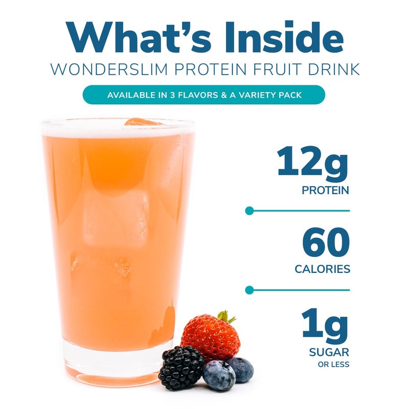 WonderSlim Protein Fruit Drink, Berry Blend, No Fat, Gluten Free, Keto Friendly & Low Carb (7ct) - Image 2